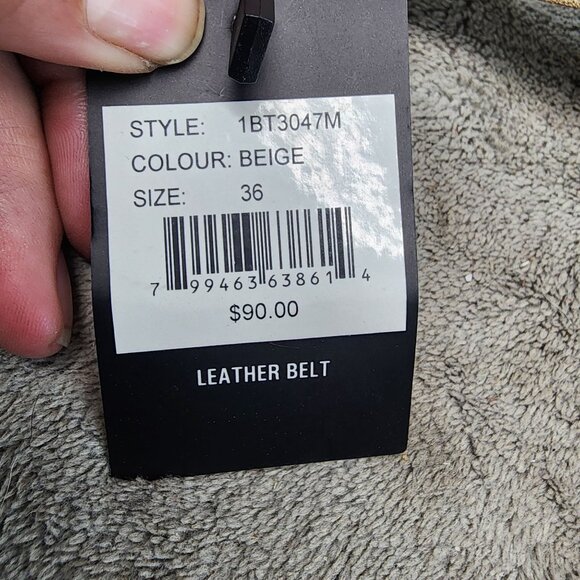 PX Belt Mens 36 Beige Leather *NWT* - Picture 2 of 6